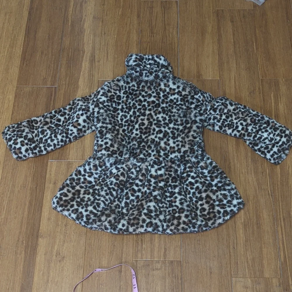 Juicy Couture Faux Fur Cheetah Leopard Print Button Up Jacket